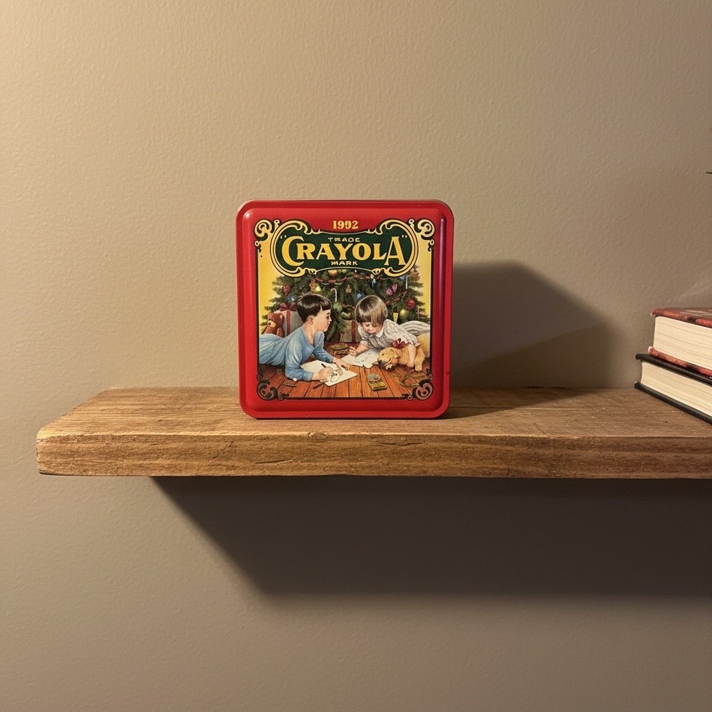 Vintage 1992 Crayola Colorful Holiday Wishes Christmas Collectible Tin Red